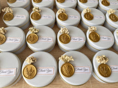 Bridal shower candle favors made from soy wax
