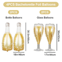 Bride champagne glass foil balloon set