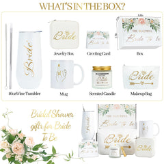 Contents including tumbler mug and makeup bag