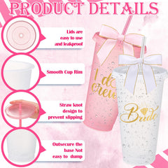 Bridesmaid tumbler 24oz with straw lid and bow accessory