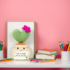 Handmade crochet plant gift for women with encouragement card