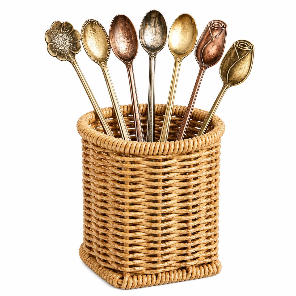 Bromjavol rattan coffee spoon holder on kitchen counter