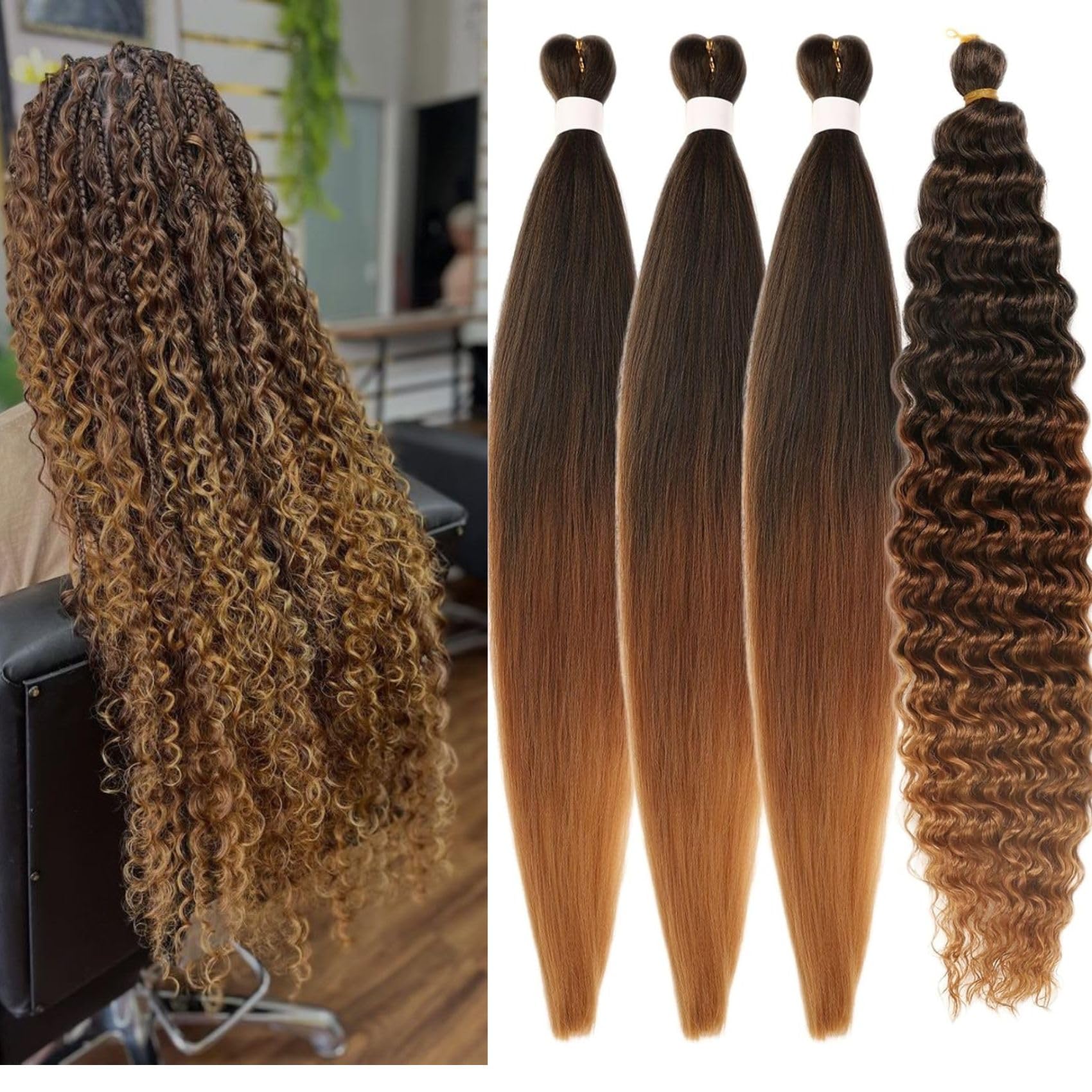 brown blonde braiding hair 26inch ez braid pack