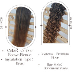 brown blonde braiding hair 26inch ez braid pack closeup