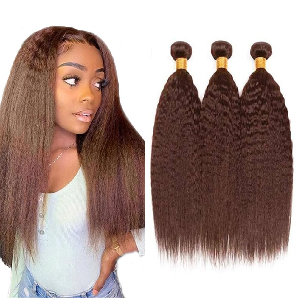 Brown Bundles Yaki Straight hair 30 32 34 inch