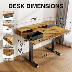 Under-desk hook and cable management tray on Veken desk