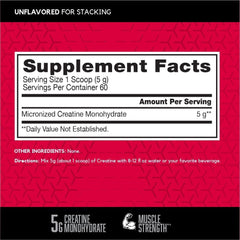bsn creatine monohydrate 5 g per serving label