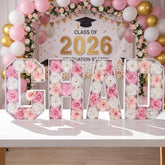 Bucherry pink 15.7 inch grad letters foam board centerpiece