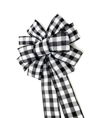 Buffalo check ribbon bow for holiday wreaths
