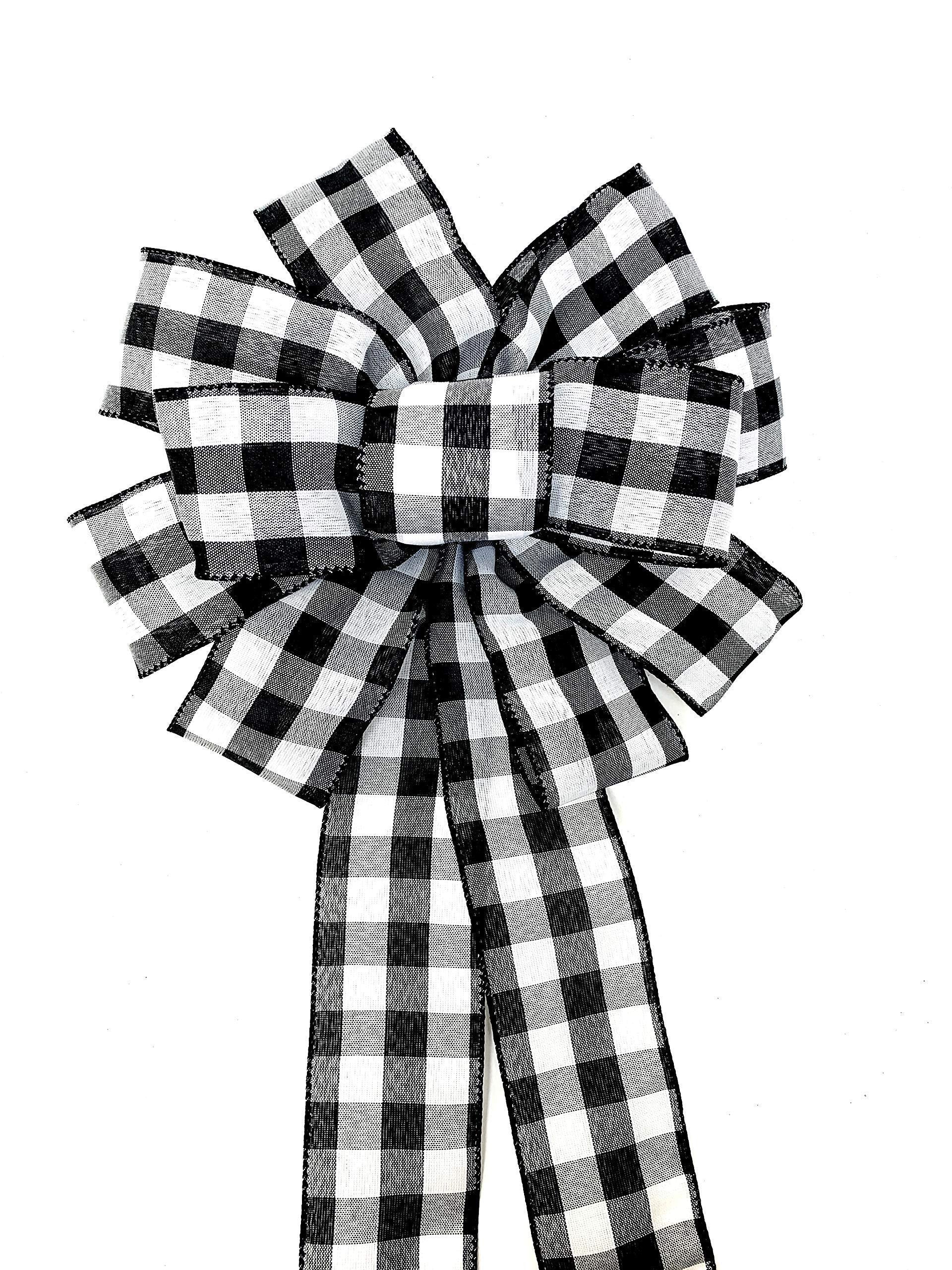 Buffalo plaid wreath bow 12 inches wide with 11 loops