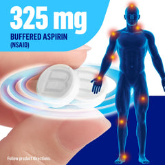 Bufferin aspirin 325mg pain reliever 2 pack label