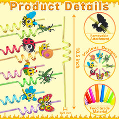 Curly twisty straw designs for insect themed party decorations