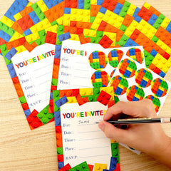 Building blocks sticker labels for invitations