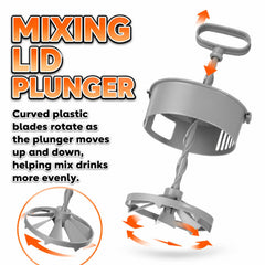 Pitcher featuring built-in mixer and angled blade