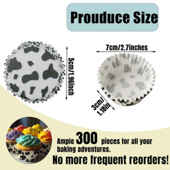 classic black and white cow print baking cups