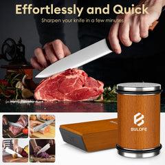 Rolling knife sharpener kit with magnetic holder