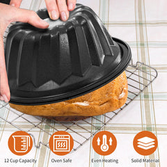 Mini Bundt pan with top diameter 4.7 inches and height 2.36 inches