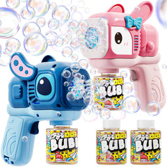Two bunny bubble guns in pink and blue for a 2 pack display