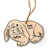 Birch wood bunny ornament personalized with name and date