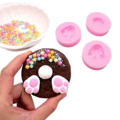 Bunny Paw and Tail Silicone Molds Bundle with 2 bunny paw molds and 1 bunny tail mold