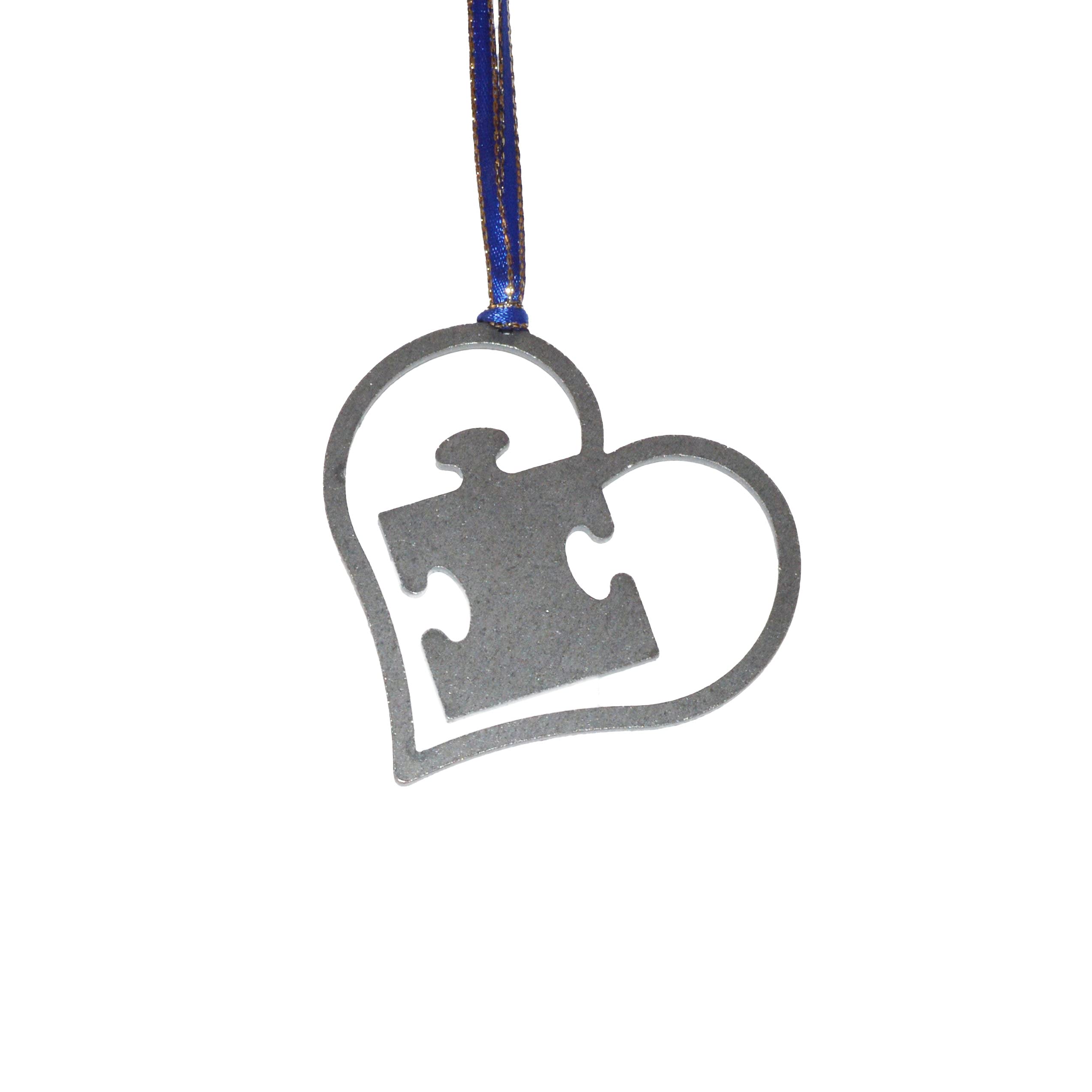 Burke Metal Work puzzle piece heart ornament autism 2.7 x 2.7 inches