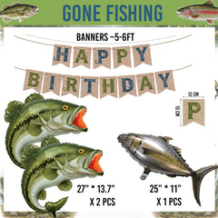 Durable burlap pattern banner in fishing decor set
