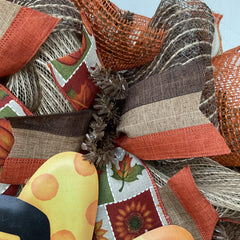 Indoor outdoor burlap deco mesh wreath handmade in USA
