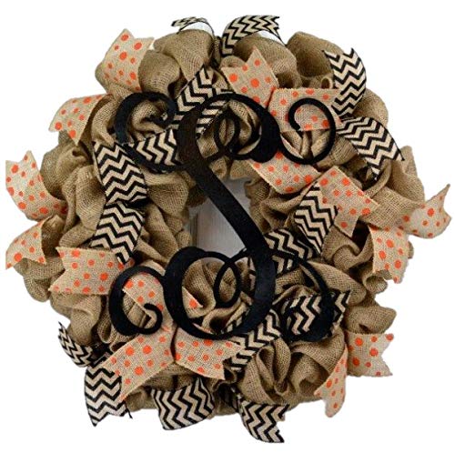 Burlap Vine Monogram wreath for door