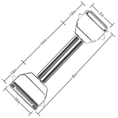 Close up of BURLIHOME stainless steel peeler serrated blade