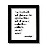 The Burnt Branch 2 Timothy 1:7 scripture frame clear acrylic display