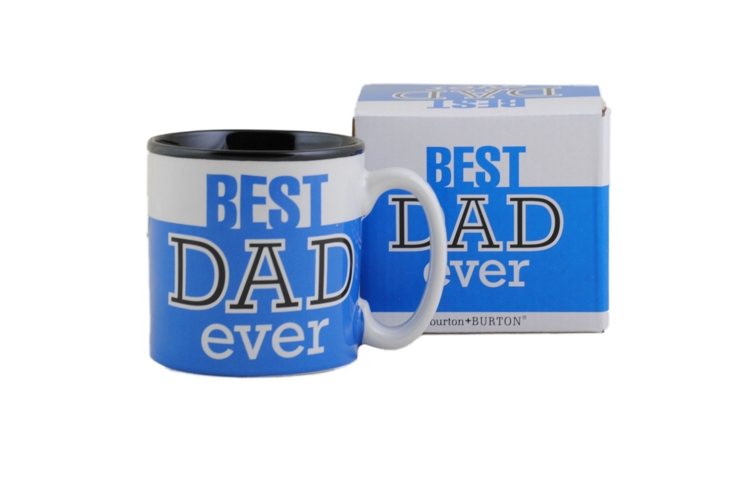 Burton+Burton Best Dad Ever 13Oz coffee mug blue ceramic with printed gift box