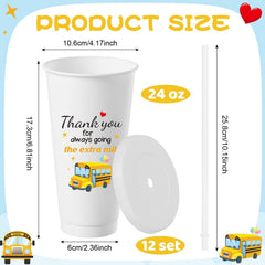 24oz bus driver plastic cup with lid and straw for bulk gifting