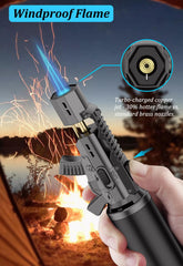 Refillable butane torch lighter with flame lock feature