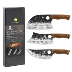 Butcher Knife Set 3PCS stainless blades overview