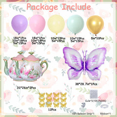 Butterfly foil balloons included with Tea Party Decorations