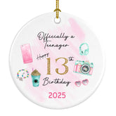 Butterfly Press thirteenth birthday ornament glossy white ceramic