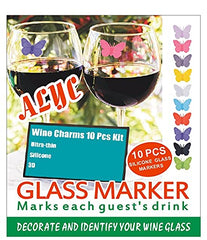 12 color butterfly wine glass identifiers