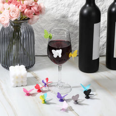 Butterfly wine glass markers with suction cups