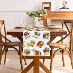 Table runner size 13 x 72 inches accommodates 4 to 6 people
