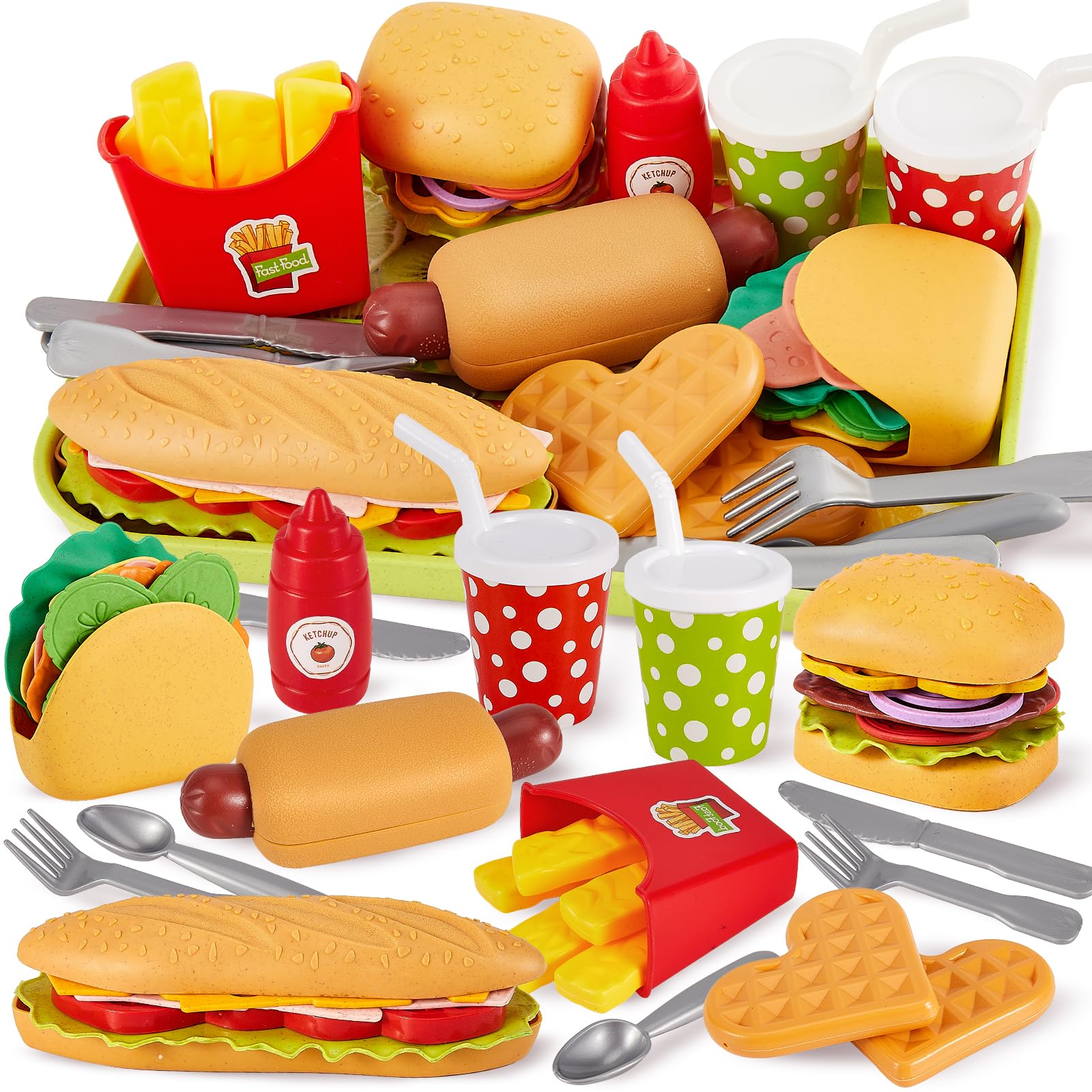BUYGER fast food plastic play toys set for kids