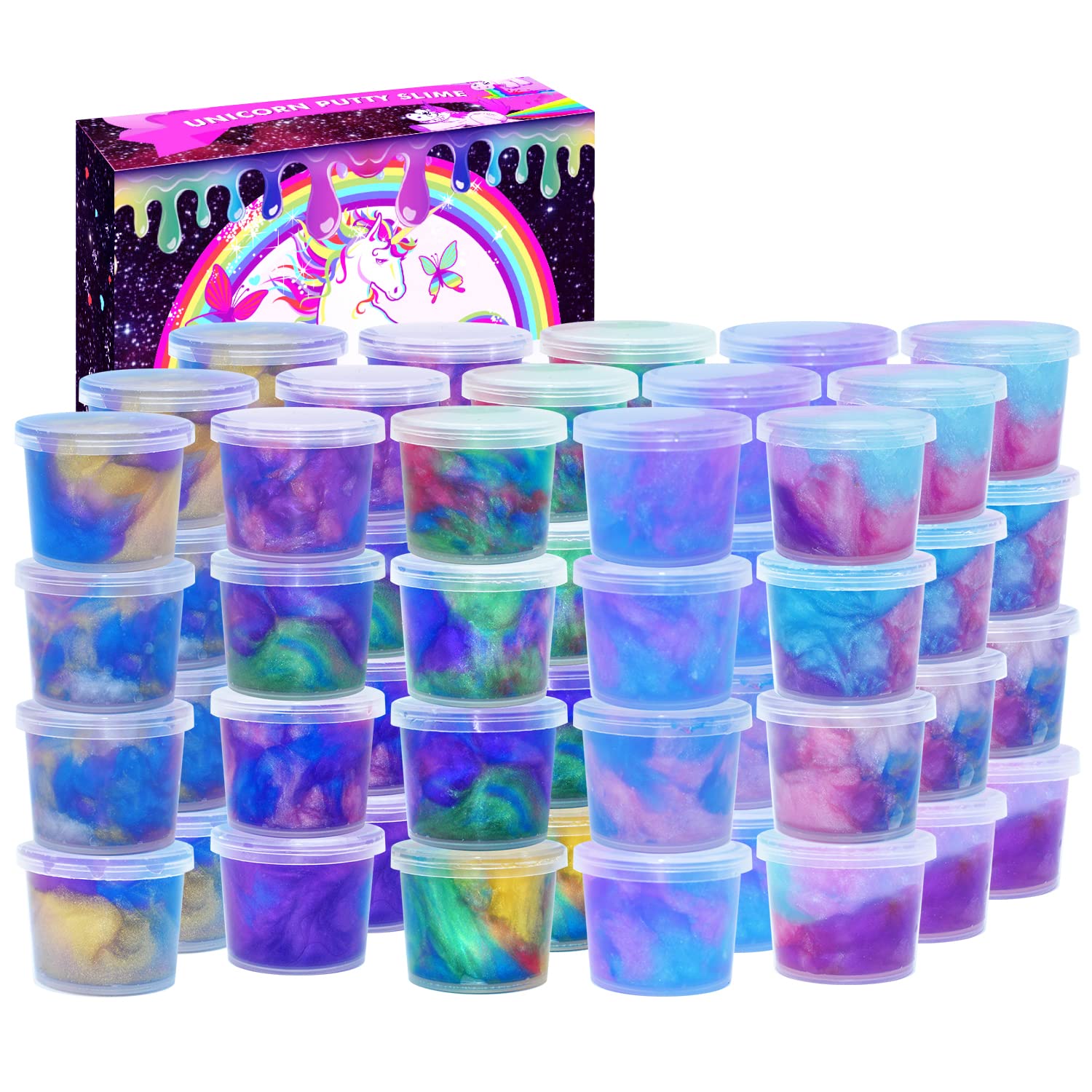 BVEHSR galaxy putty slime 48 packs packaging label