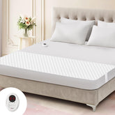 Bwarm Waterproof Heated Mattress Pad Foot Queen size on bed