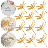 BYBOUS 12Pcs Gold Wall Decor dragonfly set 2.75in each