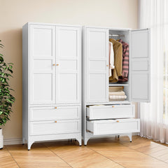 BYNSOE 71-inch tall metal wardrobe closet with hanging rod