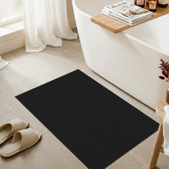 BYYVOO waffle bathroom rug 2x3 black front view