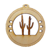 Cactus Ornament 3.3 x 3.6 inches natural birch wood