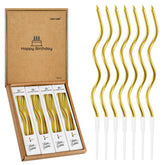 Cake Code 24-count gold spiral candles with holder