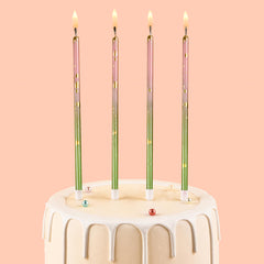 CAKE CODE 24 long candles with holder on cake