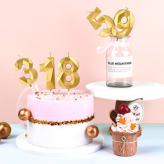 CAKE CODE 2.76 inch birthday candle with gold crystal finish on cake