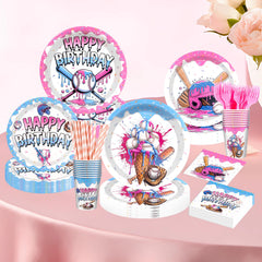 Hanging swirls image for Ice Cream Drip Baseball Birthday Decorations Set